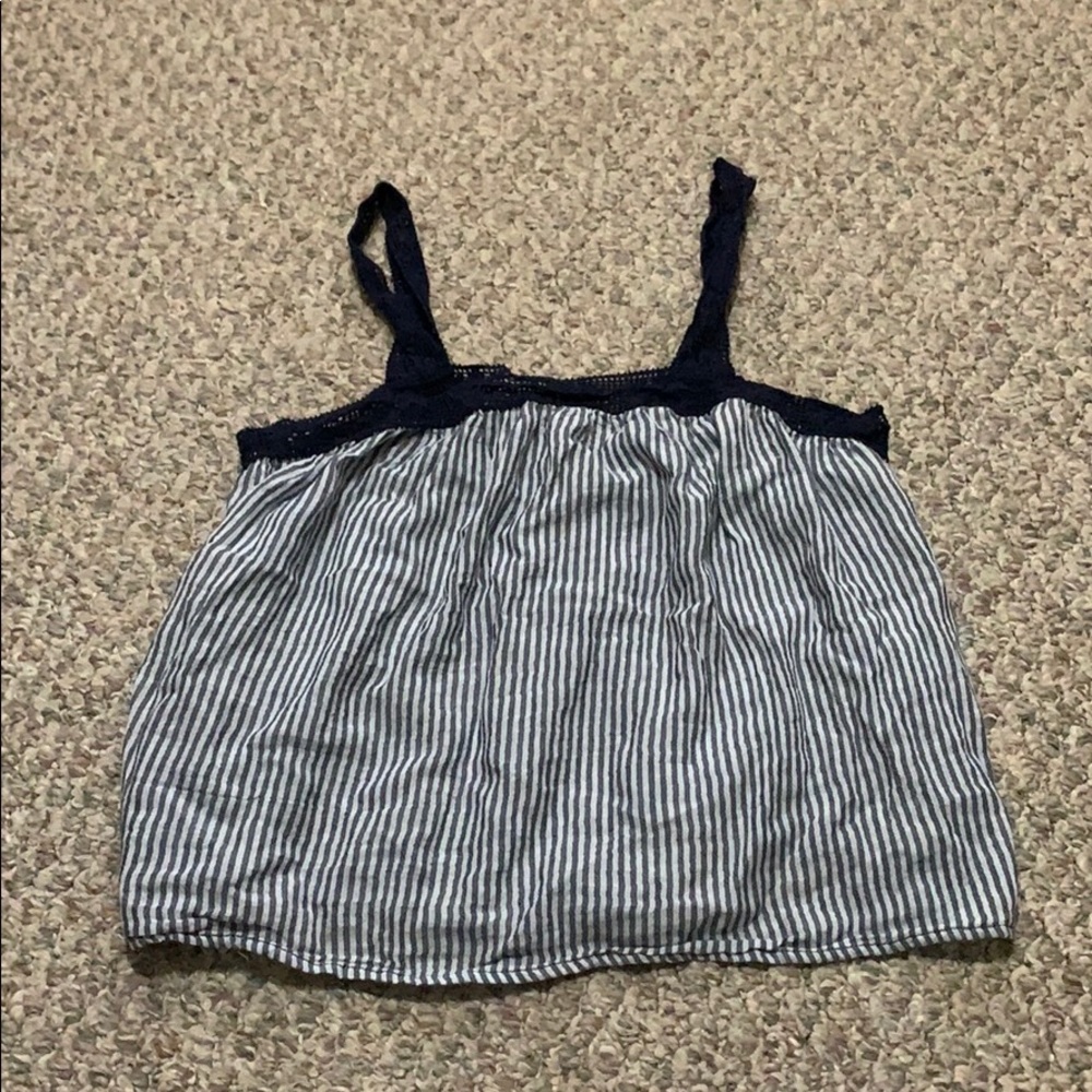 Crochet strap pinstripe tank